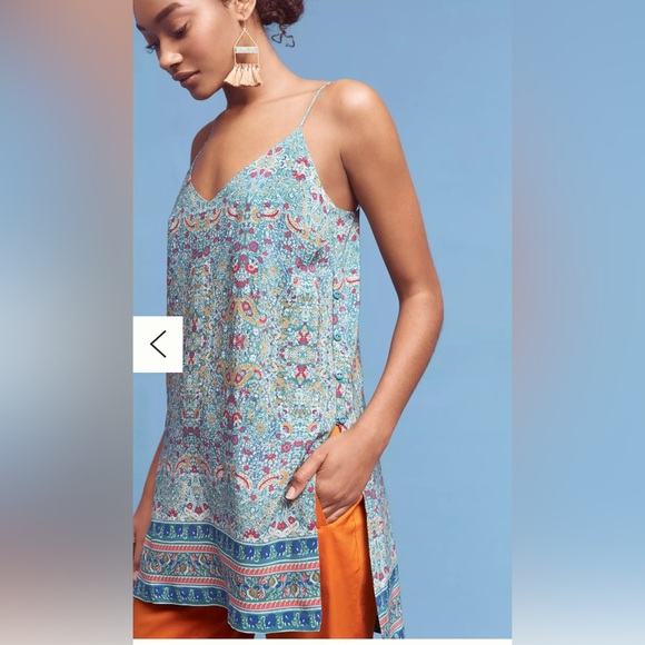 Anthropologie Maeve Merit Tunic‎ size 6 strappy silk boho - Picture 3 of 10